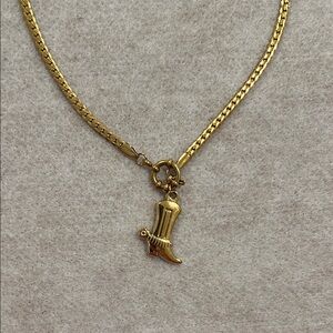 Gold Boot Pendant Necklace